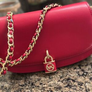 Michael Kors Mila Small Leather Shoulder Bag in Red like New